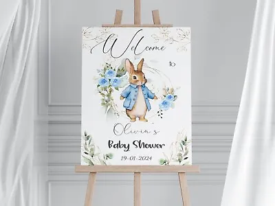 Personalised Bunny Rabbit Baby Shower Welcome Sign Poster Wall Art Print Picture • £5.99