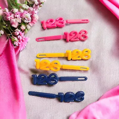 90s Vintage UNUSED Plastic Kids Barrettes 3 Pairs  123  Pink Dark Blue Orange • $12