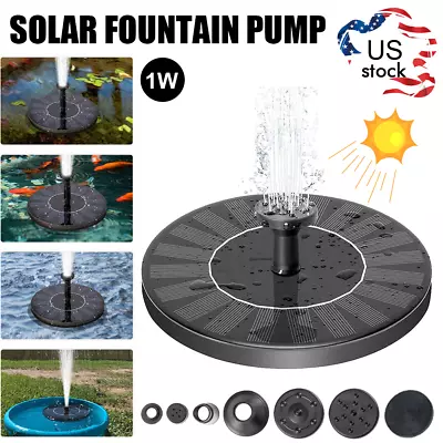 Solar Power Bird Bath Fountain Pump Upgrade 1W Solar Fountain With 6 Nozzle NEW • $10.29