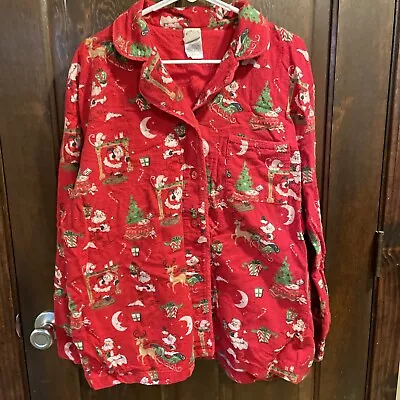 Munki Munki Nite Nite Pajama Set Christmas Flannel Women’s Large Pockets Santa • $18.99