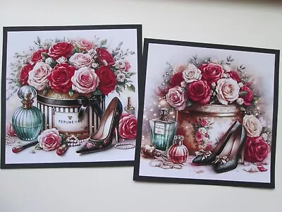 NEW === 2 X LADIES HAT BOX & ACCESSORIES  Hand Made Card Toppers  SET 2 • £1.30