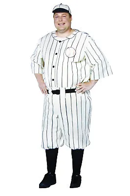 Old Tyme Baseball Player Costume Adult Plus XL XXL Babe Ruth Vintage Throwback • $54.99