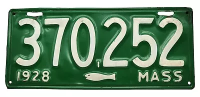 1928 Antique MASSACHUSETTS Green Auto License Plate Codfish Mass • $250