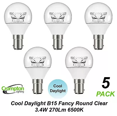 5 X 3W Clear LED Cool Daylight Globes Bulbs Lamps B15 Small Bayonet 6500K SBC • $33.08