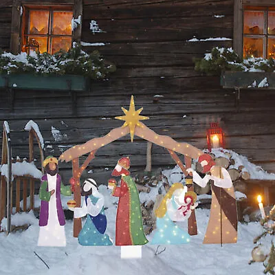Jesus Family Christmas Decorations Lighted Acrylic Outdoor Nativity Scene • £13.79