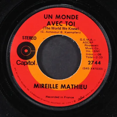 $10 • Buy MIREILLE MATHIEU: La Derniere Valse / Un Monde Avec Toi CAPITOL 7  Single 45 RPM
