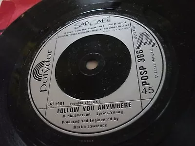 Sad Cafe Follow You Anywhere 7  Vinyl Single Record UK POSP366 EXC CONDITION • £2.50