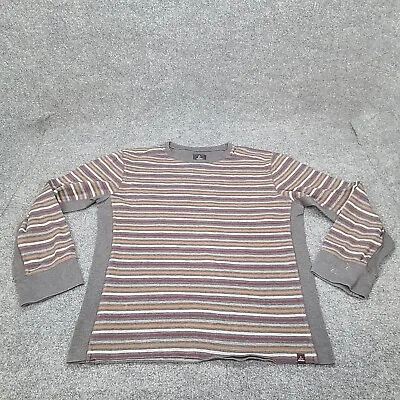 Prana Shirt Mens Extra Large Gray Striped Thermal Long Sleeve Organic Cotton 08 • $14.95