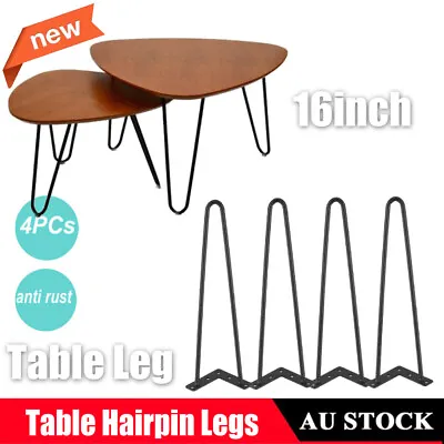16  Coffee Table Metal Hairpin Legs Solid Iron Bar Black Set Of 4 DIY Furniture • $29.35
