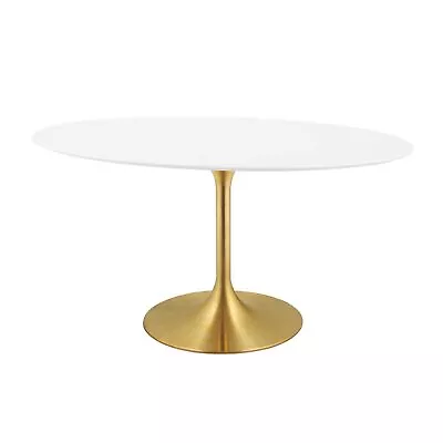 Ergode Lippa 60  Oval Wood Dining Table - Gold White • $971.58