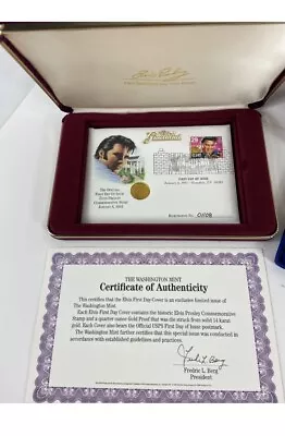 1993 Elvis Presley First Day Cover & 1/4oz Proof Gold Round Coin Reg #04079 • $599.95