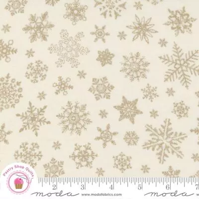 Moda MERRY MANOR METALLIC 33663 11M Cream Gold Snowflakes Quilt Fabric CHRISTMAS • $6.45