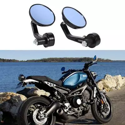 Universal Round End Bar 7/8  Mortorcycle Side Mirrors For Yamaha XSR900 XSR700 • $28.11