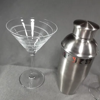 Vintage Cocktail Martini Glasses With Shaker LIghter Color • $16.88