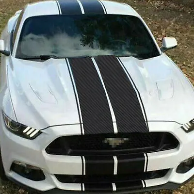 Carbon Fiber Hood Roof Rally Racing Stripe Vinyl Sticker Fits For Ford Mustang • $21.06