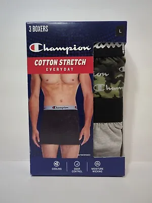 Champion Boxer Briefs 3-Pairs Men Every Day Cotton Stretch Wicking 3 Pack L Camo • $24.99