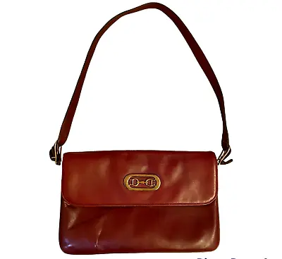 Etienne Aigner Purse Shoulder Bag Oxblood Leather Handmade Logo Classic Vintage • $49.24