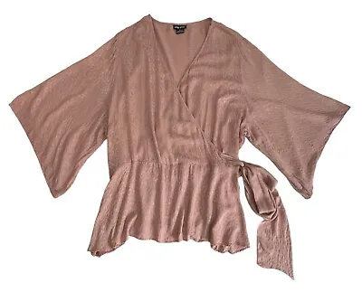 CITY CHIC | Plus Size Dusty Pink Kimono Style Batwing Blouse Top | Size XL (22) • $20.95