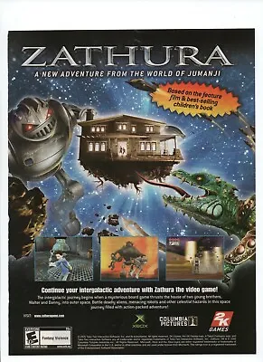 Zathura XBOX 2K Based On The Film & Children's Book - 2005 Video Game Print Ad • $13.64