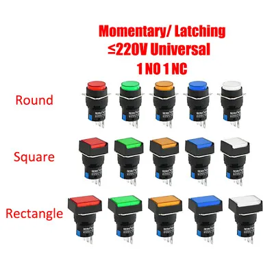 12V/24V Push Button Switch Latching/ Momentary 1 NO 1 NC Start/Stop ON/OFF 16mm • $1.75