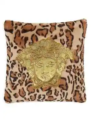 New With Tags Versace Virtus Medusa Royale Cushion Beige Brown Leopard Rtl $850 • $799.99