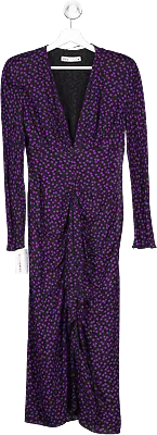 ZARA Purple Polka Dot Dress With Shoulder Pads UK XS • £29.90