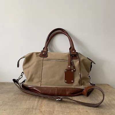 M&S Autograph Leather Canvas Large Overnight Luggage Weekend Shoulder Bag • £35