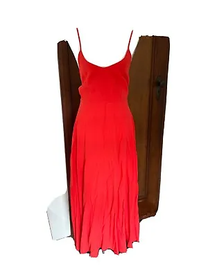 Oysho Red Linen Midi Dress • $84