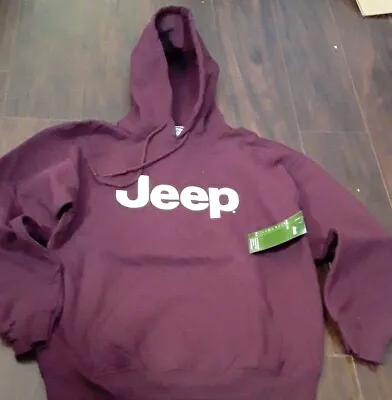 Jeep Hoodie Mens Medium Burgundy Long Sleeve Kangaroo Pocket Cotton Blend  New • $29.99