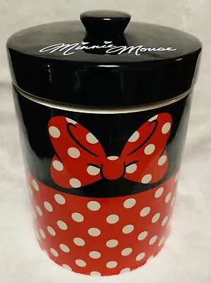 Disney Minnie Mouse Polka Dot Bow Ceramic Cookie Jar Kitchen Canister W/Lid Used • $59.99