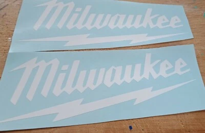 $7.40 • Buy MILWAUKEE VINYL STICKERS X 2 Tools Battery Car Ute 200mm Long