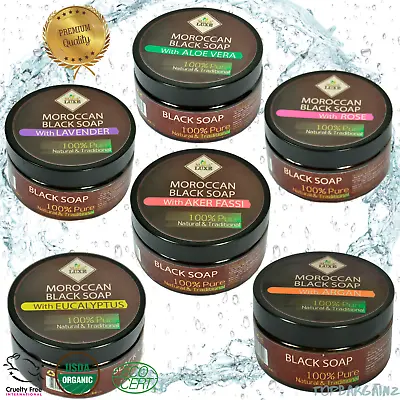 £9.99 • Buy Organic Moroccan Black Soap Argan Oil Eucalyptus Hammam Natural Skin Exfoliating