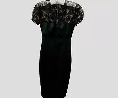 D&G Women's Classic Black Fitted Dress With Lace Accents And Mid-length Size 4 • £79.55