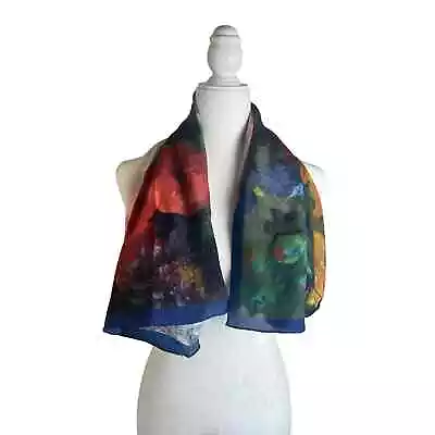 Women's Floral Painting 100% Silk Square Scarf Dallas Museum Of Art • $24.69