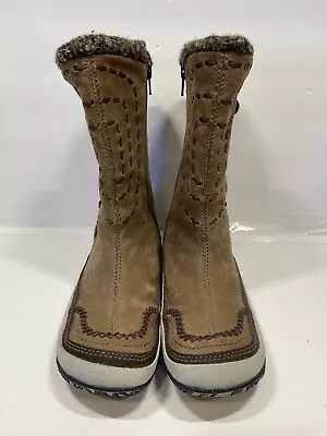 Merrell Puffin High Tan Suede Leather Boots Womens Size 6 Insulated Polartec • $40