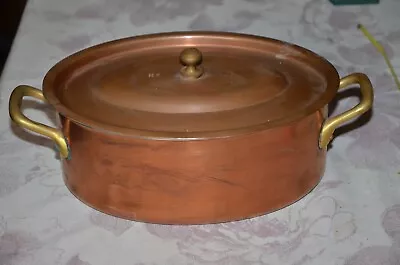 French L. LECELLIER VILLEDIEU Copper Tinned Oval  Pot  Pan Made In France • $199.99