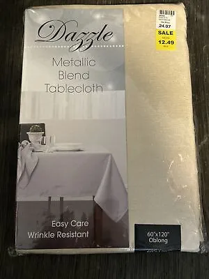 Dazzle Metallic Blend Tablecloth Oblong Gold Champagne 60x120 NEW Event Party • $14.99