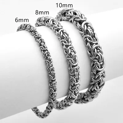 6/8/10mm High Quality Stainless Steel Silver Byzantine Chain Men/Women Bracelet • $6.55