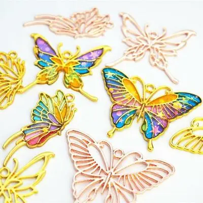 £3.46 • Buy 3Pcs Gold Butterfly Metal Frame Pendant Open Bezel Setting UV Resin DIY Jewelry