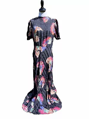 Vintage 20s Dress Feather Size S/M Black Silk? Flapper Style 30s • $450
