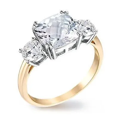 Meghan Markle Inspired Cushion Cut Three Stone Royal Engagement 925 Silver Ring • $136.99