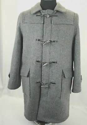 London Fog Main Coats Men's Gray Wool Duffle Toggle Coat Size 40r Vgc! • $58.30