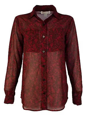 Michael Kors Women's Lace Print Button Down Blouse Shirt C XS • $89.90