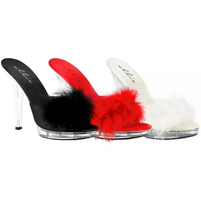 Sexy Shoes Adult Womens High Heels With Fuzzy Marabou Trim • £27.97