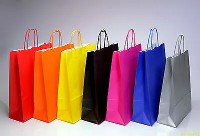 £89.20 • Buy Coloured Paper Bag Twist Handle Party Gift Carrier / Bags With Handles - Medium