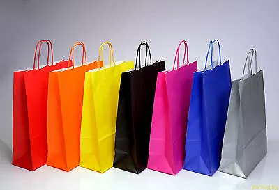 £89.20 • Buy Coloured Paper Bag Twist Handle Party Gift Carrier / Bags With Handles - Medium