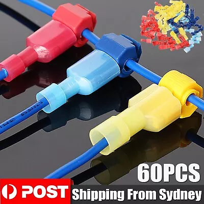 60pcs T-Tap Electrical Wire Crimp Terminals Quick Splice Cable Connectors Kit AU • $5.84