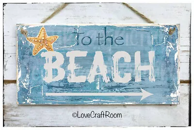 £8.99 • Buy Hanging Sign  To The Beach  Summer Seaside Coastal Beach Tiered Tray Decor