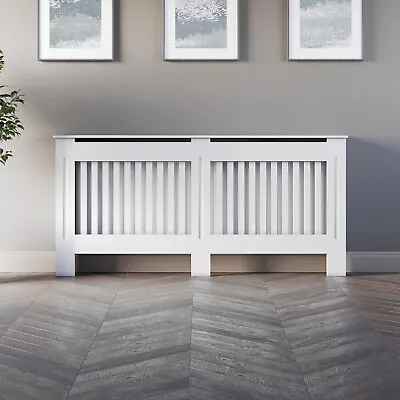 Radiator Cover Wall Cabinet Large MDF Wood White Vertical Style Modern Pre Cut • £44.97