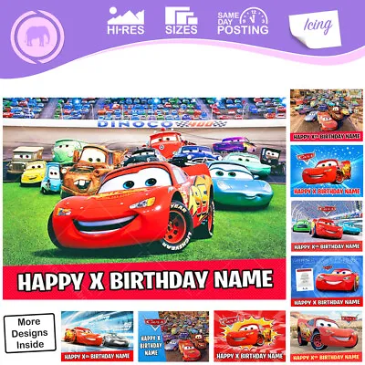 Disney Cars McQueen Cake Topper  Rectangle Personalised Sizes Inc Costco • £4.87